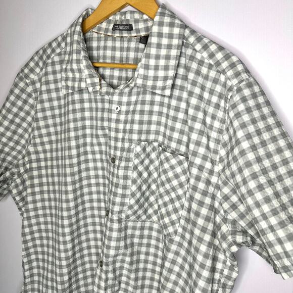 Toad & Co. Horny Toad Gray Checker Texture Short Sleeve Button Down Men Shirt XL - Picture 2 of 5
